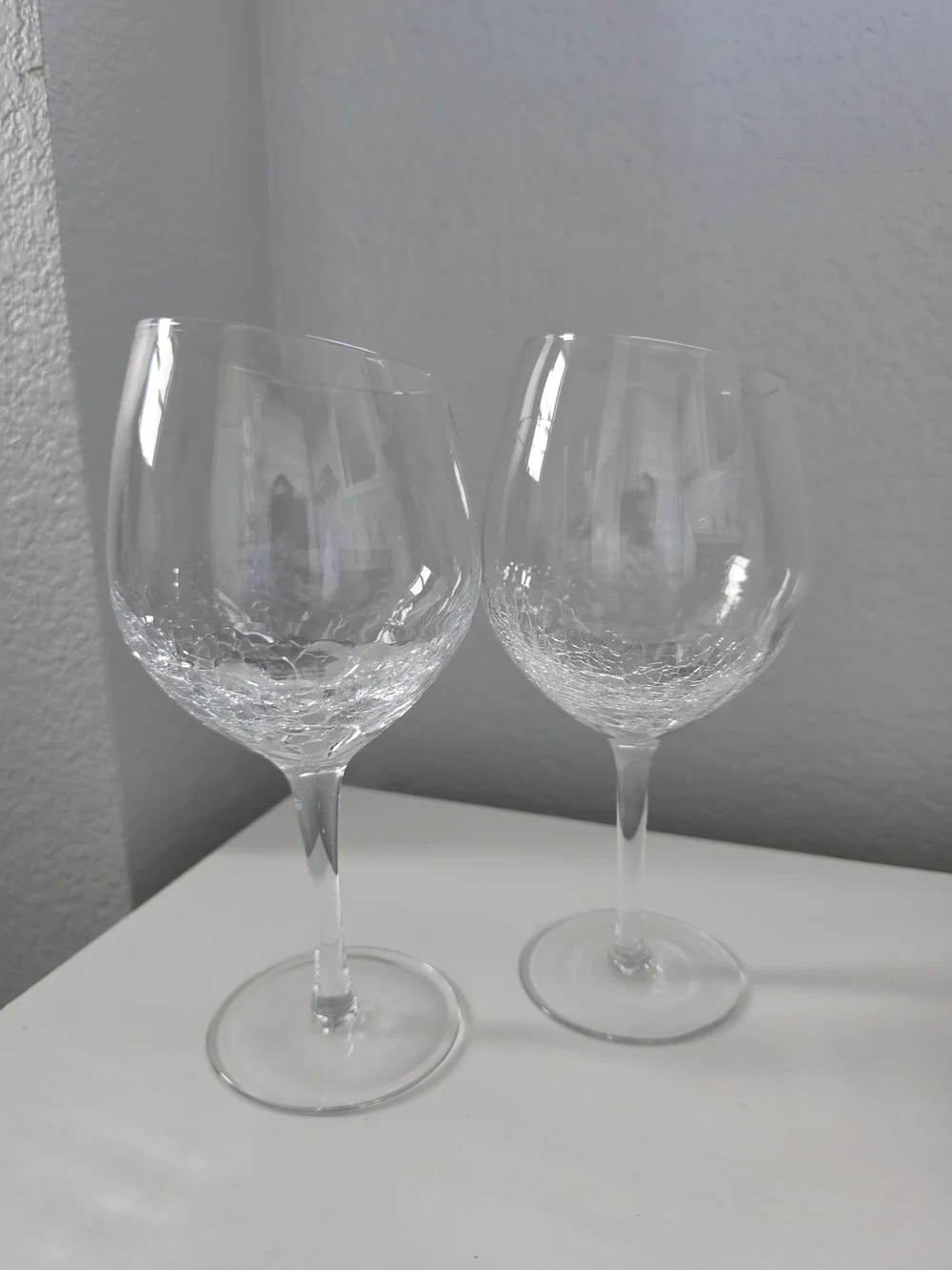 Pier One Clear Crackle Glass Wine Goblets - Set of 2